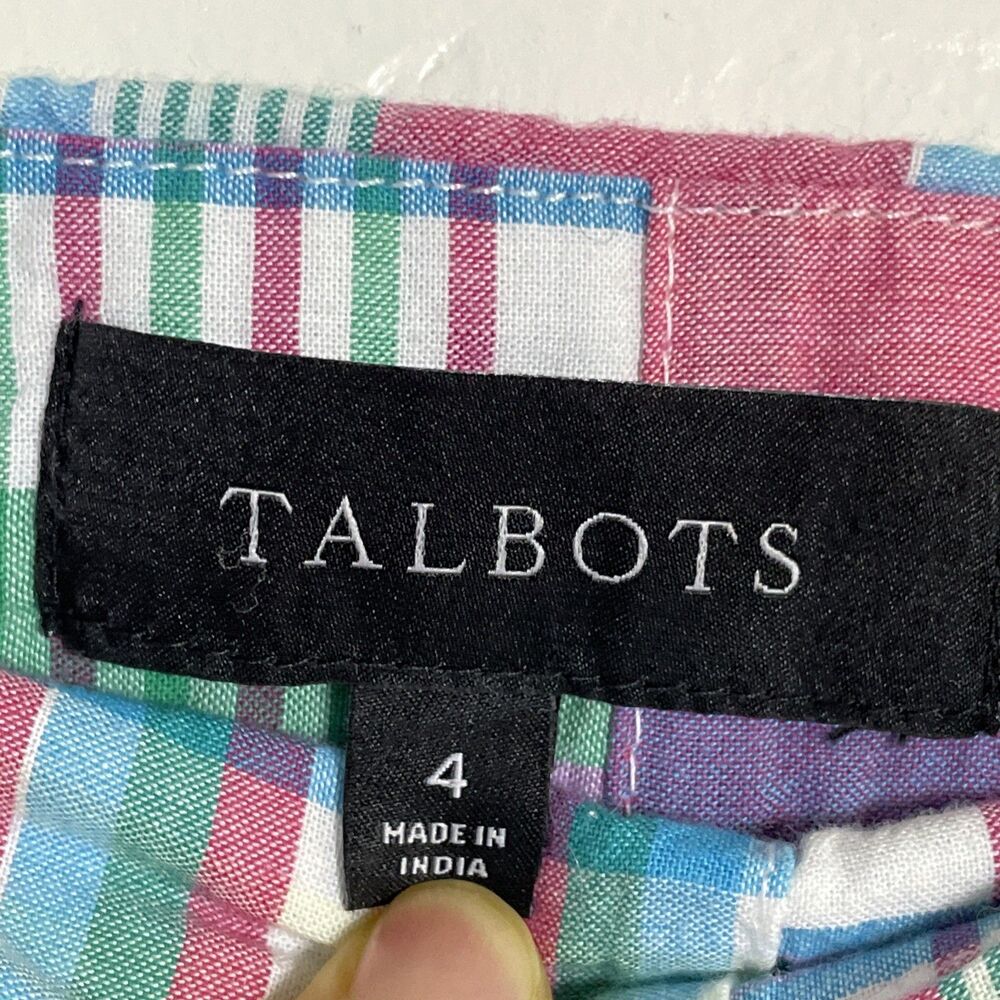 TALBOTS Women's Multicolor Patchwork Plaid Skirt Size 4 Cotton Lined Preppy - Picture 3 of 7